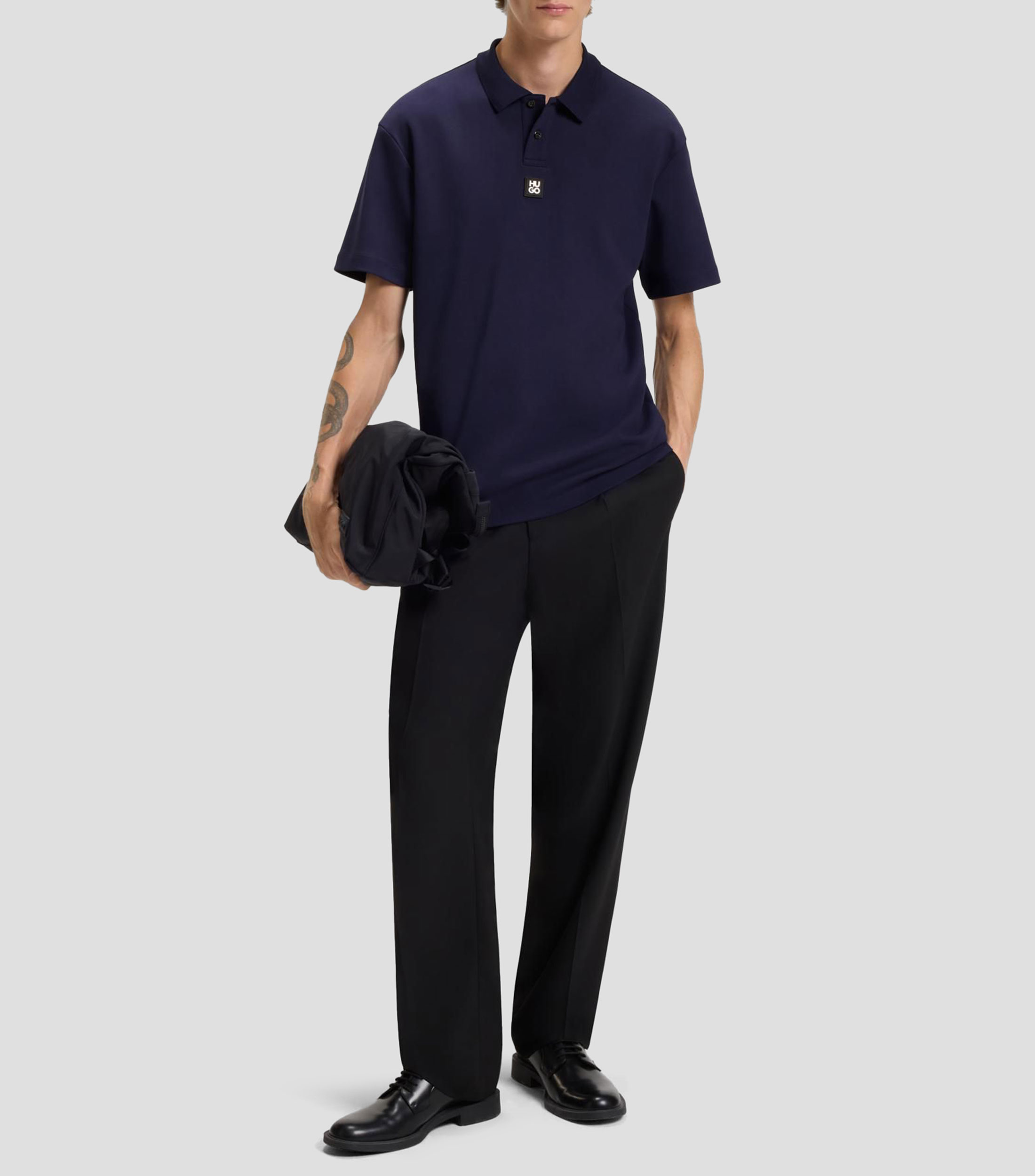 Polo de algodón interlock con logo apilado Hombre